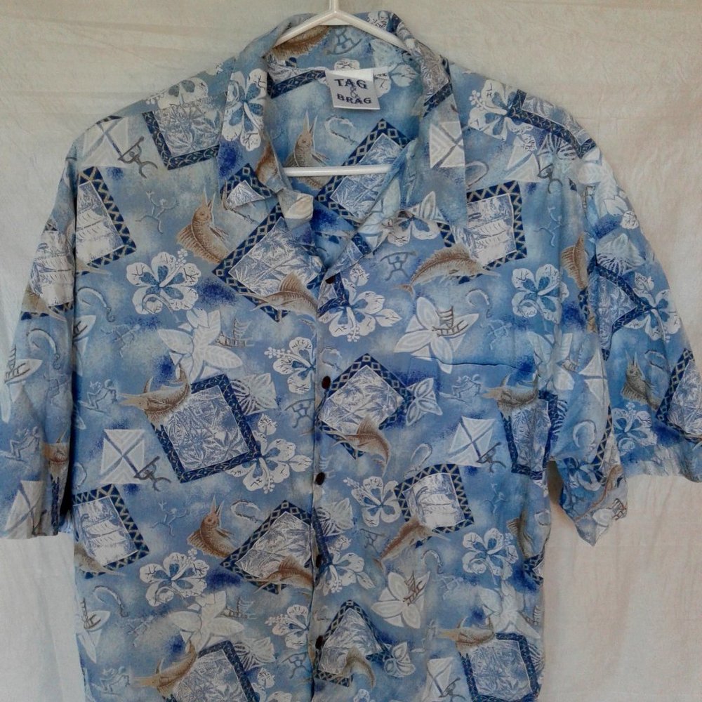 Mens 2XL fishing/hawaiian short sleeve shirt TAG & BRAG brand